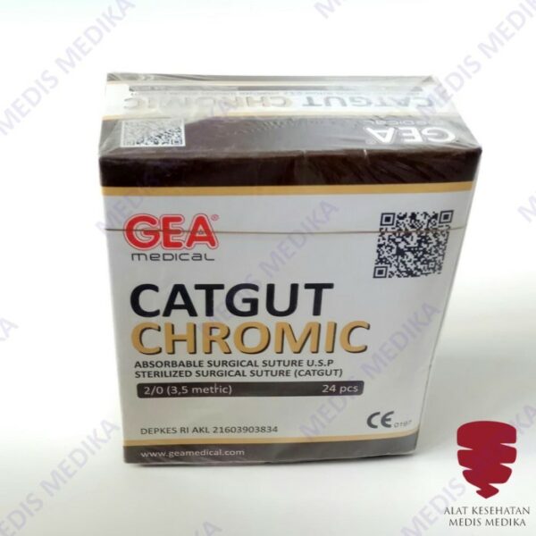 Catgut Chromic 2/0 + Jarum Needle Isi 24 Benang Jahit Medis