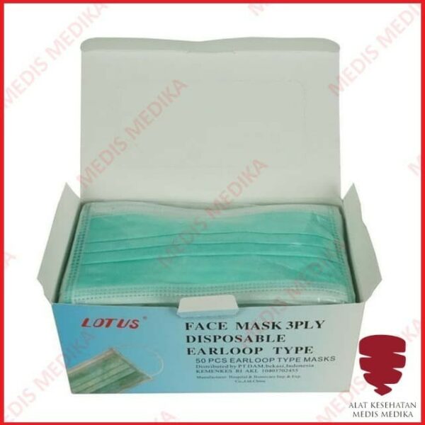 Masker Earloop Debu Karet Telinga Face Mask 3 PLY Disposable DM004