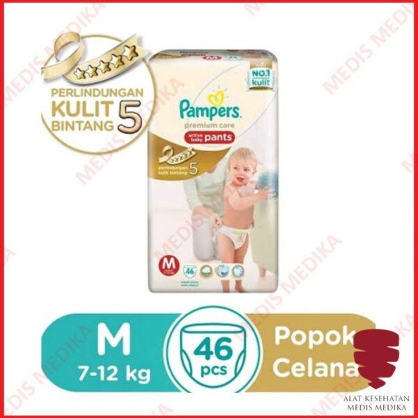 Pampers Premium Care Pants Popok Celana Bayi Anak Ukuran M Isi 46