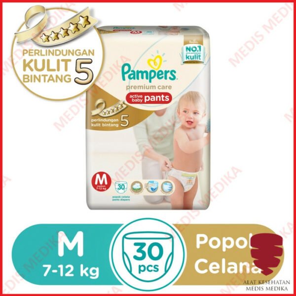 Pampers Premium Care Pants Popok Celana Bayi Anak Ukuran M Isi 30