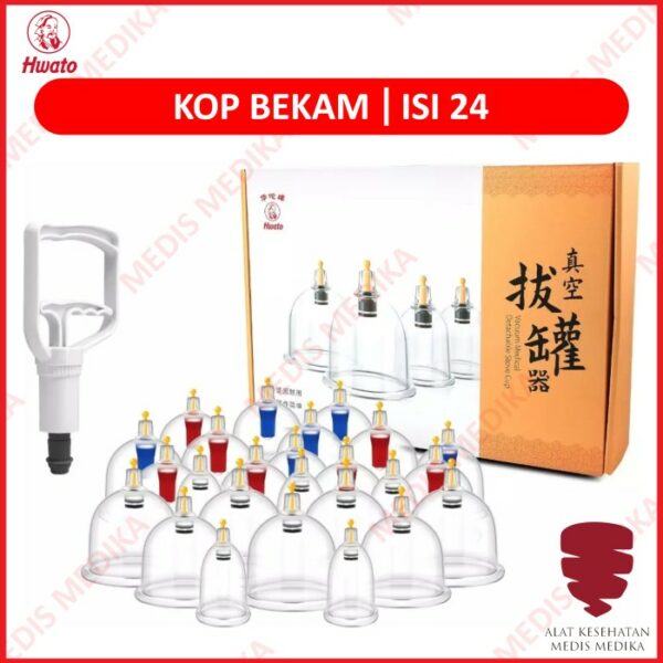 Kop Angin Hwato Isi 24 Alat Bekam PVC Vacuum Cupping Cup Kit Terapi