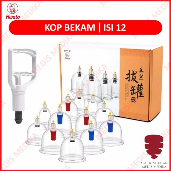 Kop Angin Hwato Isi 12 Alat Bekam PVC Vacuum Cupping Cup Kit Terapi