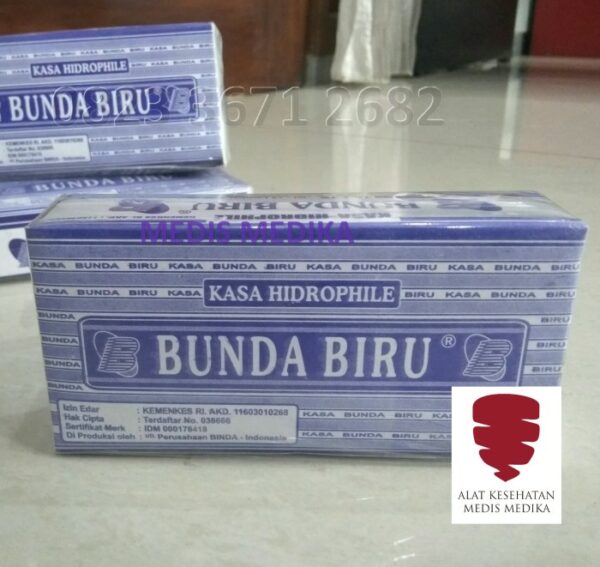 Kasa Luka Steril Hidrophile 16 X 16 Perban P3K Isi 12 Bunda Biru 16X16