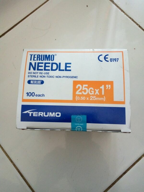 JARUM DISPOSABLE NEEDLE 25G x 1″ TERUMO 25 G (1BOX = 100PC)