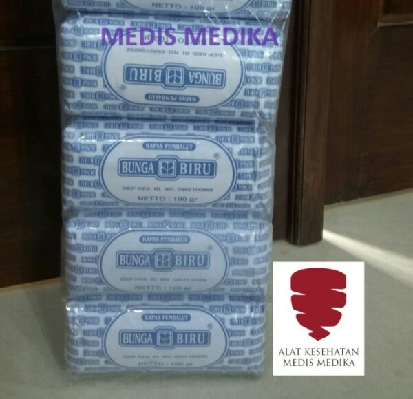 Kapas Pembalut 100 Gram Pembungkus Luka P3K Bunga Biru