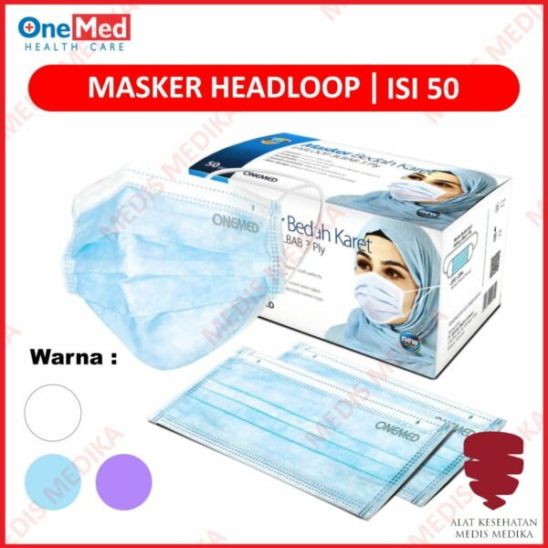 Masker Warna Isi 50 Onemed Headloop Face Mask Disposable Bedah Karet